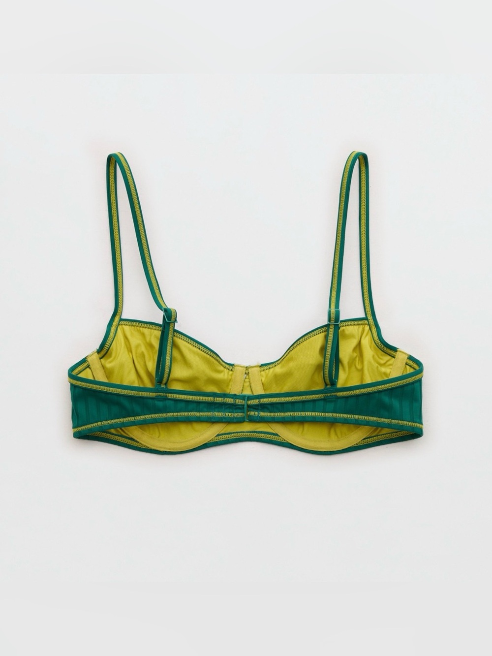 Aerie Ribbed Underwire Bikini Top Green NWT Adjustable Straps - Picture 4 of 5